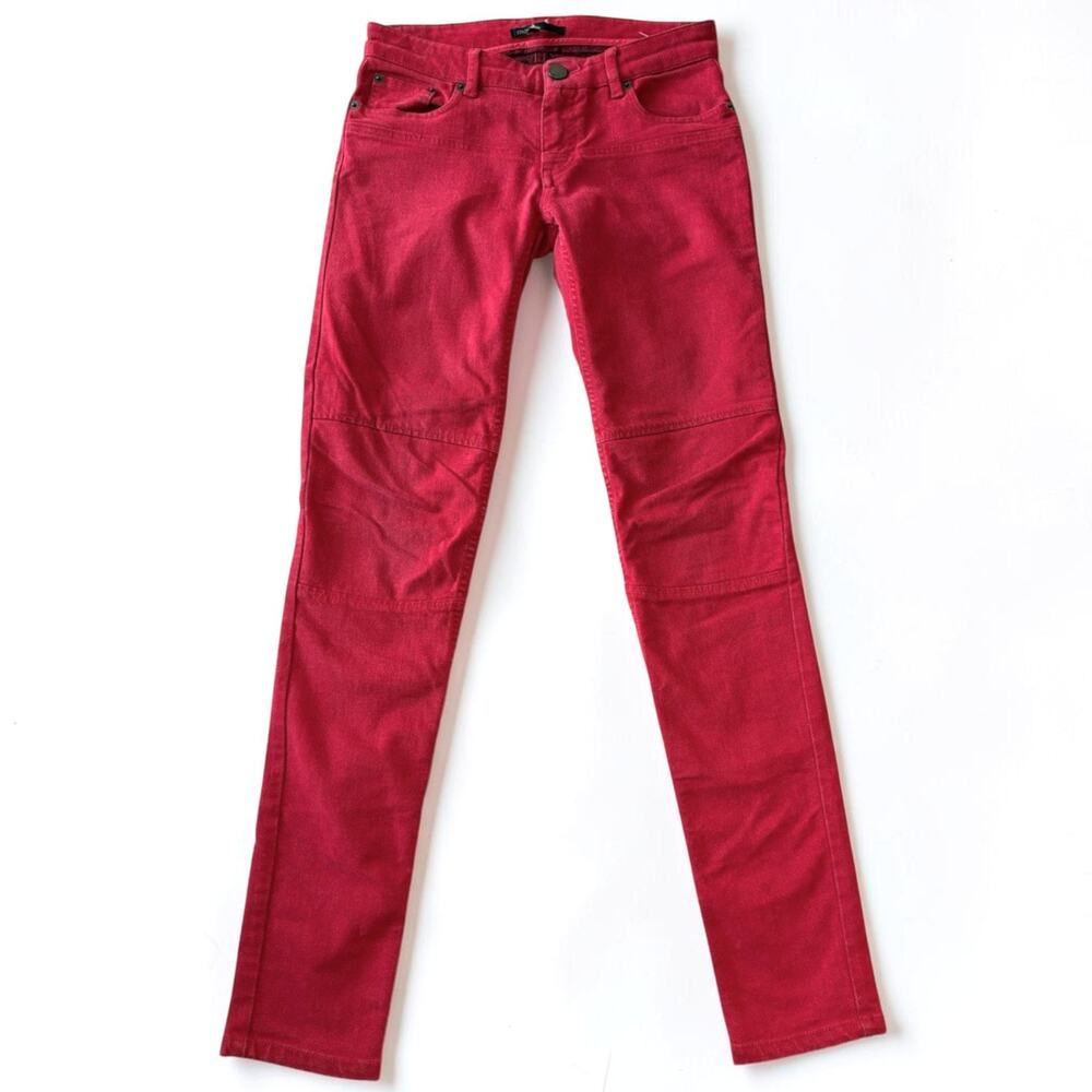 Maje Sevres Moto Skinny Jeans Wine Red French Sz 36 (US 4)